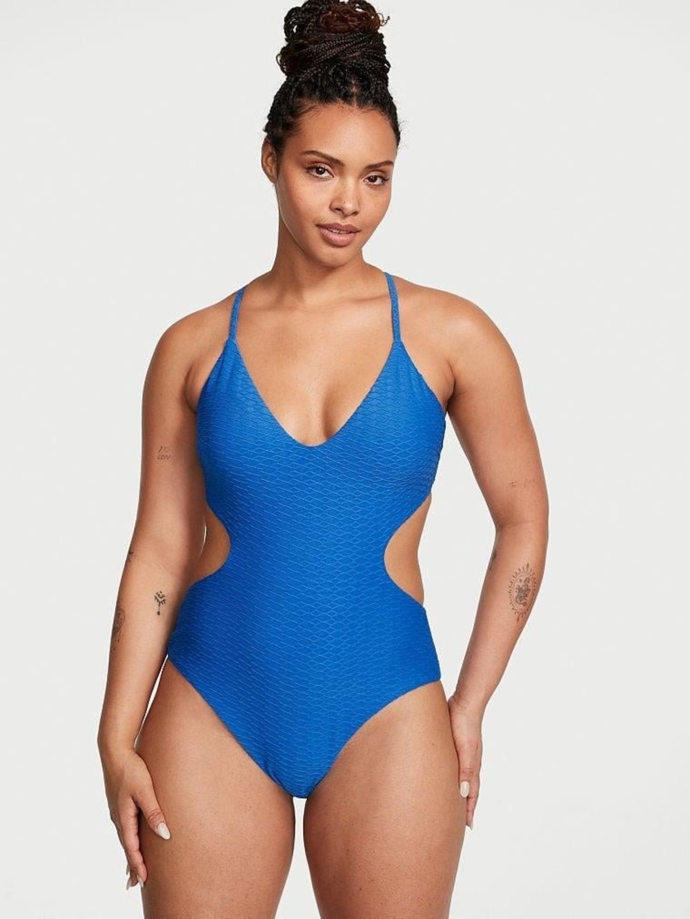 Victoria's Secret Cut-Out Cheeky One-Piece Swimsuit Women's Size Medium Blue